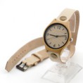 Bobo Bird Női bambusz tokos óra krém bőrszíjjal